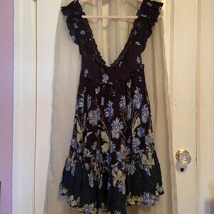 Free People, mini dress, blue floral, size medium